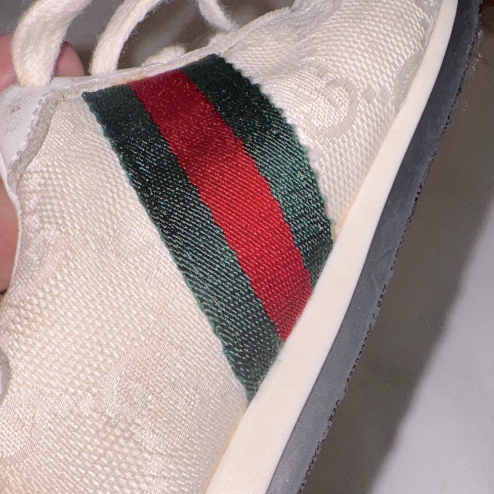 Authentic Toddler White Sneakers with Red and Green Stripes - Picture 14 of 14